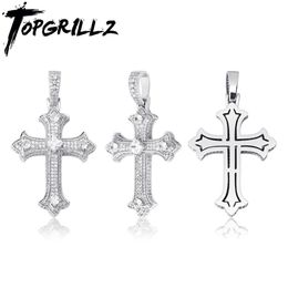 TOPGRILLZ 2020 New Cross Pendant Iced Out Necklace Full Micro Pave Cubic Zirconia Pendant Hip Hop Fashion Jewellery Gift For Men X0509