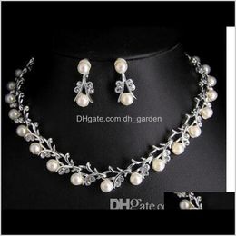 & Sets Unique Tyle Crystal Pearl Bridal Necklace And Earrings Jewellery Set Drop Delivery 2021 Xbnay