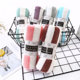 The latest 75X35CM size solid Colour towel, striped two-color style selection, plus thick grid absorbent soft facial cleansing towels