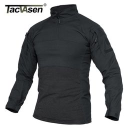 TACVASEN Men Tactical Military T-shirts Assault Combat Army Rip-stop Work Cargo tshirts Hike Shoot Top Airsoft Clothing 210716