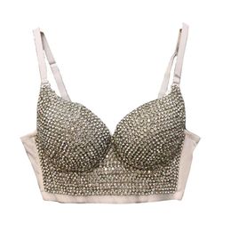 Beading Diamond Sexy NightClub Party Women Top Push Up Summer Cami Top Bralette Bra To Wear Out Female Corset Tops Mujer Clothes X0726