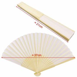 Other Home Decor 10X White Hand Held Fan Folding Bamboo Paper Wooden Wedding Events 100% Brand And High Quality