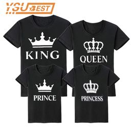 Matching Outfits Summer Mother Daughter Clothes Mommy and Me Family Look T-shirt Father Mom Son Clothing King Queen 210417