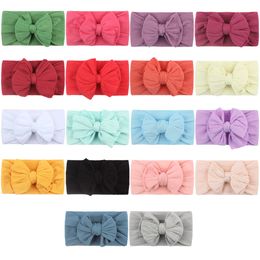 2021 Soft Nylon Jacquard Hair Accessories Children's Hairband Baby Super Stretch Bow Girls Big Bows Solid Headbands DD498