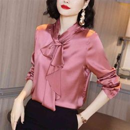 Women's Spring Autumn Stand Collar Ruffle Long-Sleeve Shirt Lady Solid Colour Plus Size Clothing Blusas De Mujer Blouse P379 210527