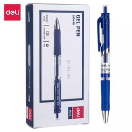 Gel Pens Deli Retractable Pen TiP 0.5mm Black Blue Color Writing Tools School Office Supplies Stationery Ink EQ10420