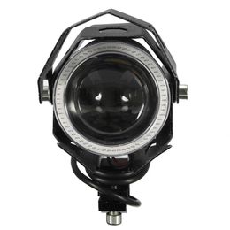 12V-80V Motorcycle LED Headlights Driving Fog Spot Light DRL Aluminum-black