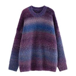 H.SA Women Winter Sweater Knit Tops Female Rainbow Pull Jumpers Colorful Sweater Pullovers Oversized Jumpers winter tops 210716