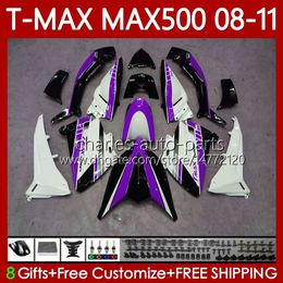 Body Kit For YAMAHA TMAX MAX 500 XP500 MAX-500 T 2008-2011 Purple white Bodywork 107No.106 TMAX-500 TMAX500 T-MAX500 2008 2009 2010 2011 MAX500 08 09 10 11 OEM Fairing