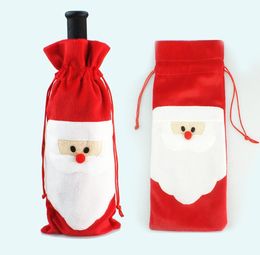 Santa Claus Gift-Bags Christmas Decorations Red Wine-Bottle Cover Bags Xmas-Santa Champagne wine Bag Xmas Gift 31*13CM SN3007