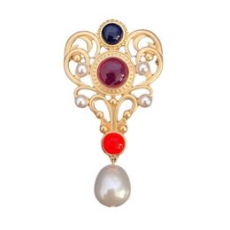 Pins, Brooches Retro Metal Pearl Brooch Cardigan Badge Scarf Buckle Lapel Pin Jewellery Luxury Corsage For Women Accessories