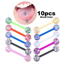 Acrylic Tongue Ring Luminous Nipple Barbell Piercing Stud Surgical Steel Bar for Women Body Jewellery