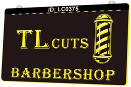 LC0375 Tl Cuts Barber Shop Light Sign 3D Engraving