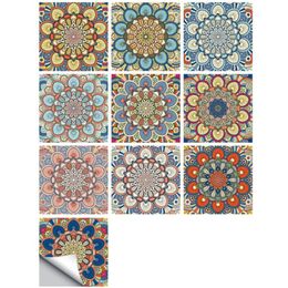 Wall Stickers 10Pcs Simulated Tile Sticker Home Adhesive Decal Baroque Style Mural