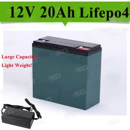 Lifepo4 12v 20Ah Rechargeable lithium battery pack with BMS for electric bicycle Golf trolly of 12v 200w motor+3A charger