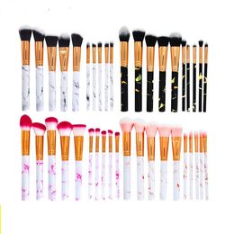 DHL 10pcs/set Marble Makeup Brushes Set Blush Powder Eyebrow Eyeliner Highlight Concealer Contour Foundation 4 styles in stock