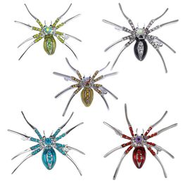 Pins, Brooches Women's Crystal Rhinestone Halloween Araneid Designer Brooch Enamel Animal Insect Spider Pin Holiday Gift