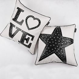 Letters Cushion Cover Luxury Romantic Love Star Rivet Decorative Throw Pillows Cojines Decorativos Para Sofa Coussin Cushions Cushion/Decora