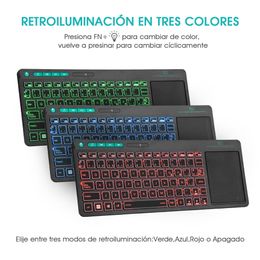 Rii K18 Plus Wireless Multimedia English Keyboard 3-LED Color Backlit with Multi-Touch for TV Box,PC