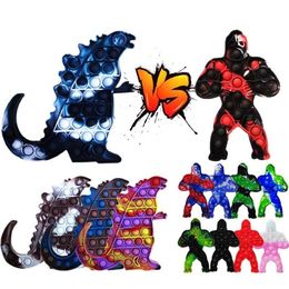 funny fidget toys UK - Decompression Toy Godzilla Vs Kong King Anime Bubble Sensory Autism Special Need Kawaii Kid Funny Antistress Fidget Toys Boys Gift GYQ