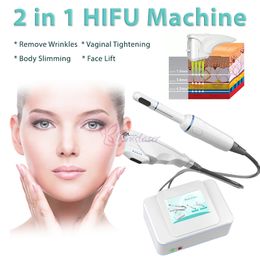 Portable 2 in 1 hifu machine body slimming vaginal tightening face lifting skin rejuvenation beauty salon equipment