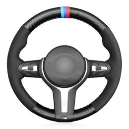 Black Carbon Fibre Car Steering Wheel Cover For BMW M Sport F30 F31 F34 F10 F11 F07 F12 F13 F06 X3 F25 F32 F33 F36 X1 F48 X2 F39