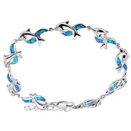 Charm Bracelets Beautiful Fresh Wild Oil Shiny Red And Blue Two Color Dolphin Bracelet Beach Fish