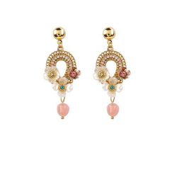 Dangle & Chandelier Vintage Camellia Flower Earrings For Women Crystal Bohemian Metal Waterdrop Long Drop Earring Fashion Jewelry1