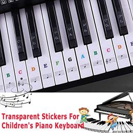 88/61/54/49/37 Keys Transparent Stickers For Children's Piano Keyboard Home Decoration Accessories Wall Decor Gift Wrap