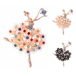 Pins, Brooches Ballet Dancing Girl Ballerinas Shinning Crystal Glass Brooch For Woman Pin Clips Scarf Hats Shoulder Corsages Bouquet