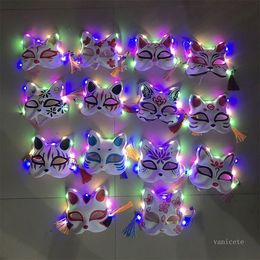 Halloween Party Masks 2021 cat gatto mask Luminous cat mask flash cartoon fox mask Cosplay half face Cat T2I52307