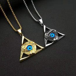 Hip Hop Turkish Evil Eye Charm Pendant Necklace Gold Silver Color Stainless Steel Chains For Women Men Jewelry Whole