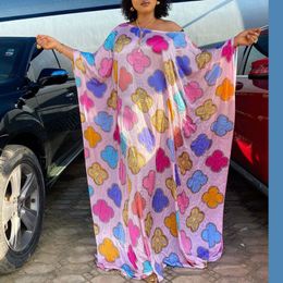 Women Printed Dresses Loose Batwing Sleeves O Neck Maxi Party African Female Fashion Autumn Vestidos Plus Size Ladies Robes 210416