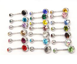 New Stainless Steel belly button rings Navel Rings Crystal Rhinestone Body Piercing bars Jewlery for women's bikini fashion Jewelry GC161