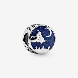 Authentic 925 Silver Beads Princess Jasmine Magic Carpet Charms Charm Slide Bead Charm Fits European Pandora Style Jewelry Bracelets Murano