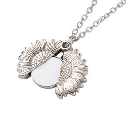 Thermal Transfer Pendant Sublimation Sunflower Necklace Zinc Alloy Blank Neclaces Silver and Gold Metal Ornaments