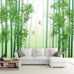 Wallpapers Modern Chinese Style Green Bamboo Forest Mural Self Adhesive Wallpaper Living Room Bedroom Home Decor Eco-Friendly Wall Cloth