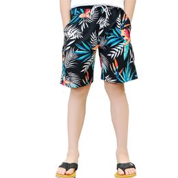 Kids Boys Beachwear Cool Board Quick Dry Watersport Swim Trunks Summer 7-15Yrs Leaf Print Beach Shorts 210417