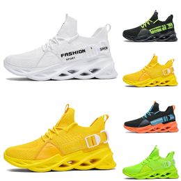 Non-Brand men women running shoes triple black white green volt Lemon yellow orange Breathable mens fashion trainers outdoor sports sneakers 39-46