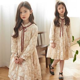 Teenage Girls Princess Dress Winter Fleece Thicken Lace Kids Dresses for Girls Clothes Children Costume 8 10 12 13 Y Long Sleeve Q0716
