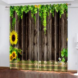 Curtain & Drapes Po Brown Woods Sunflower Curtains 3D Blackout Living Room Bedroom El Window