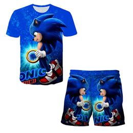 Clothing Sets 2021 Summer Sony Hedgehog 3D Printing T-shirt Boys And Girls Hip Hop Coloured Clothes Cool Skill Super Set