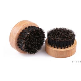 New Bristle Beard Brush Round Wooden Handle Men Beards Comb Face Massage Care Tools Boar Bristle Mustach Brushes ZZB12181