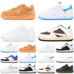 lilac shoes Australia - Kids Forcing 1 One Low Infinite Lilac Running Shoes Triple White Pastel Shades Sneakers Dark Sulfur Opti Yellow Pale Ivory Multi Stitch Basketball Shoe 26-30