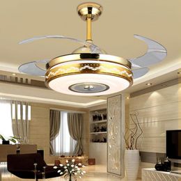 Invisible Fan Lamp With Bluetooth Audio LED Restaurant Electric Modern Minimalist Living Room Remote Control Pendant Lamps