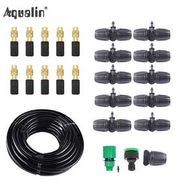 Arrival 10m 9/12 Hose Automatic Copper Spray Irrigation System Garden Mist Watering Kits with Adjustable Nozzle #26301-11 210610