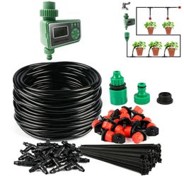 25M DIY Drip Irrigation System Automatic Watering Irrigation System Kit Garden Hose Micro Drip Watering Kits Adjustable dripper 210622