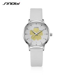 Sinobi Beauty Flower Design Woman Watches Top Brand White Strap Women Quartz Wristwatches Elegant Fashion Female Clock Aaaaa 19 Q0524