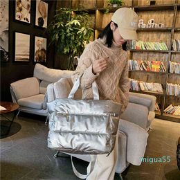 Cross Body Bags Winter Large Capacity Shoulder Bag for Women Waterproof Nylon Space Padded Cotton Feather Down Big Tote Female Handbag