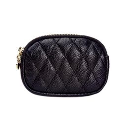 Coin Purses Women PU Grid Prints Ellipse Shaped Double Zipper Short Min Wallet